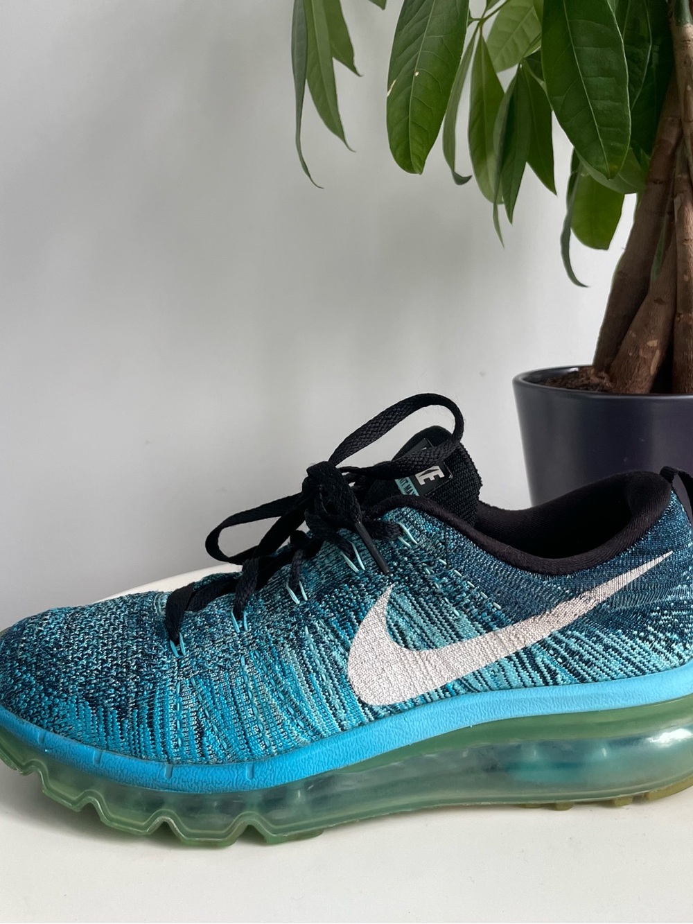 Women Size 8 Nike Air Max Flyknit Running Shoes Blue Lagoon 2015